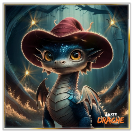 Drachen Maedchen mit rotem Schlapphut